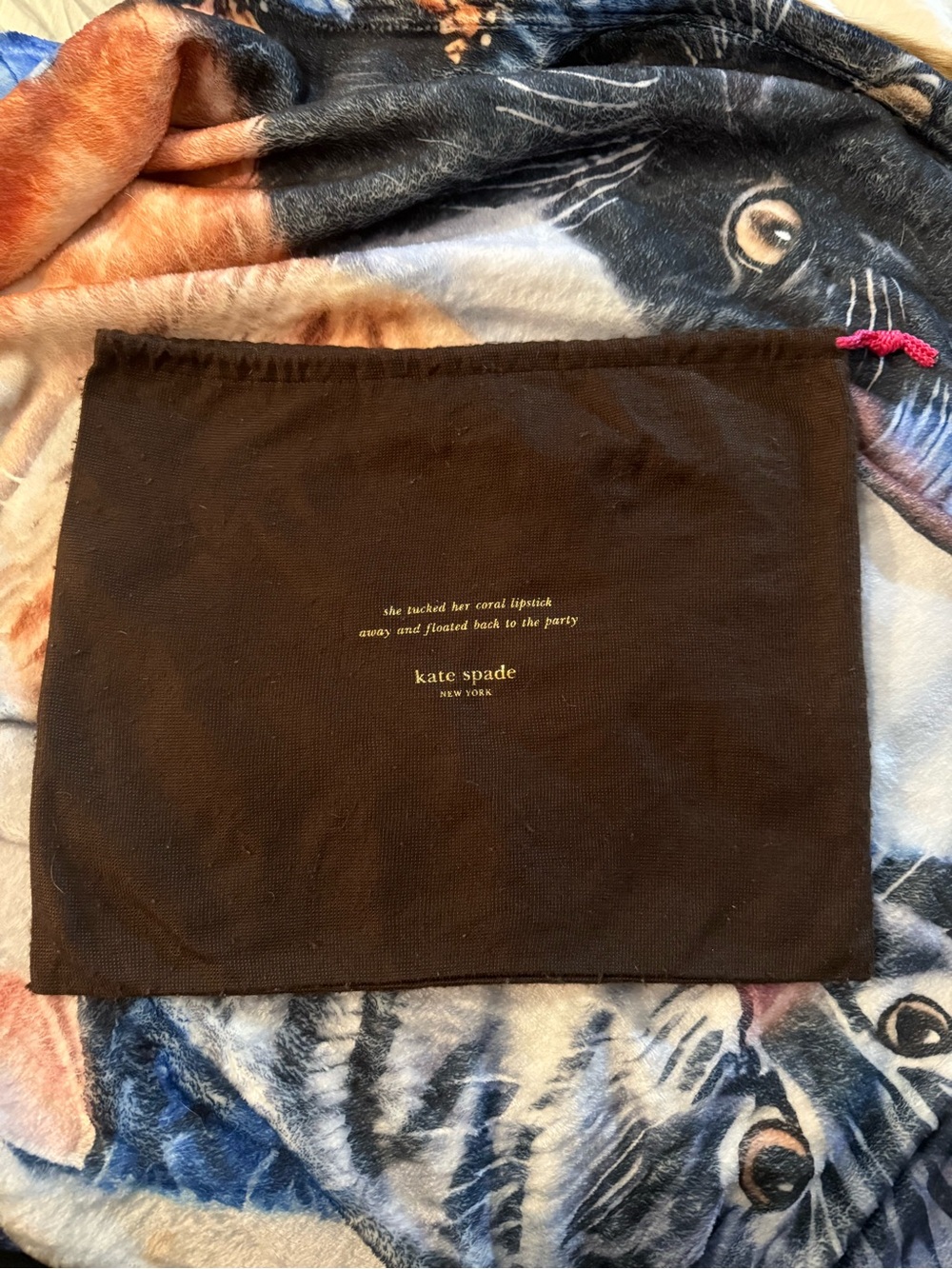 Kate Spade Brown Drawstring Dust Bag with Gold Logo